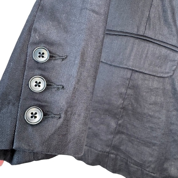 Evereve Blazer Alexa Double Breasted Menswear Black Linen Women's Size XS - Picture 4 of 9